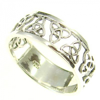 Celtic Silverring Triquettas -13031