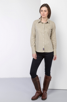 Ladies Country Style Blouse Beige Check