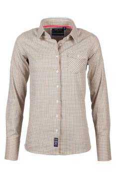 Ladies Country Style Blouse Beige Check