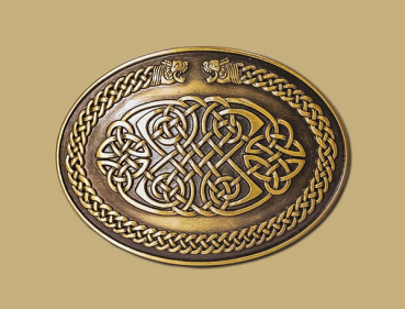 Gürtel-Schließe - Celtic snap on buckle Hunde altes Messing