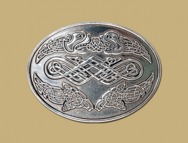 Gürtel-Schließe - Celtic snap on buckle Köpfe altes Silber