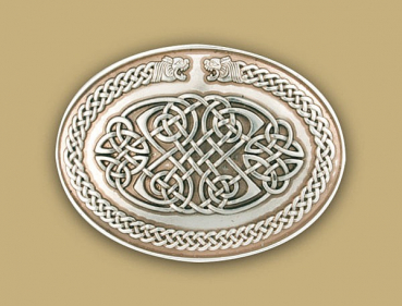 Gürtel-Schließe - Celtic snap on buckle Hunde altes Silber