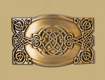 Gürtel-Schließe - Celtic snap on buckle Rechteck altes Messing