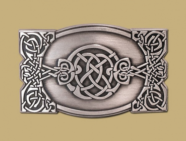 Gürtel-Schließe - Celtic snap on buckle Rechteck altes Silber