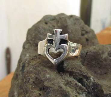 Keltischer Ring Heart + Cross -13035