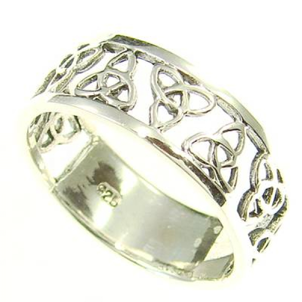 Celtic Silverring Triquettas -13031