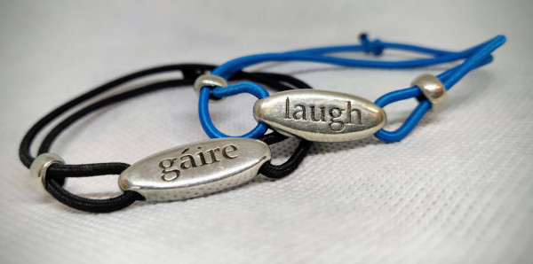 Irish Bracelet in Gaelic-English (gáire-laugh)