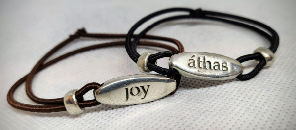 Irish Bracelet in Gaelic-English (áthas-joy)