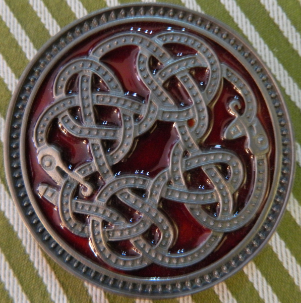 Celtic Snake Red Belt Buckle