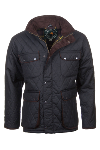 Mens Diamond Quilted Wax Jacket black