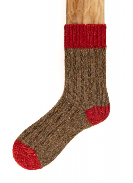 Connemara Fleck Plus Socks brownred