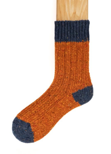 Connemara Fleck Plus Sock orangeblau