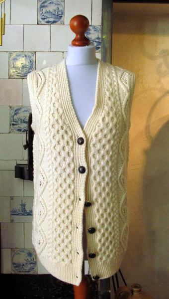 Irish Aran Waistcoat Handknit