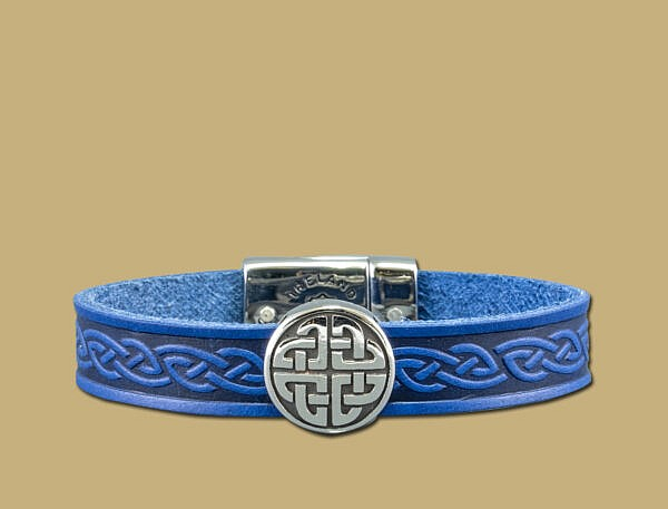 Leather Wristband blue Knot