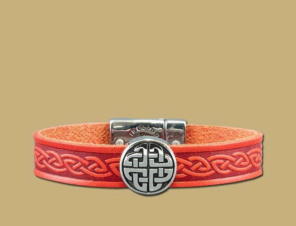 Leather Wristband red Knot