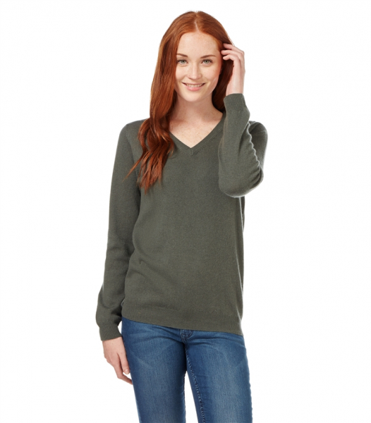 Woolovers V-Jumper Dark Olive